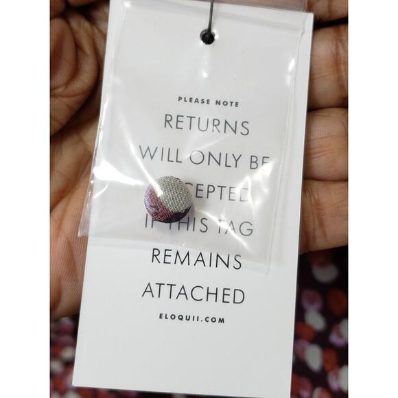 Eloquii Blouse Top Women 22 Patterned Pleated Mock Neck Long Sleeve Button Front - Picture 7 of 13